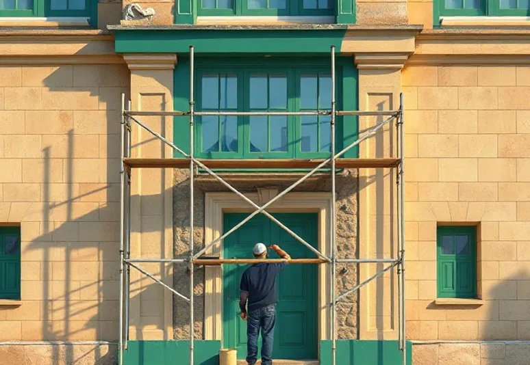 Ravalement de façade en pierre, nettoyage et application d'enduit